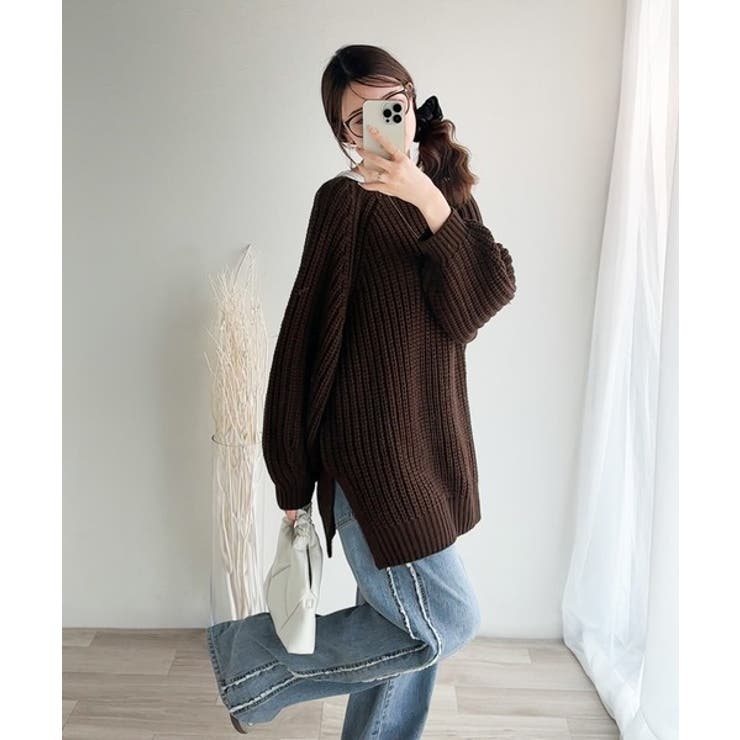 後ろ姿まで抜け感UP♪ケーブル編みバックデザイン×ルース片畦ビッグラグランニット… | Classical Elf  | 詳細画像18 