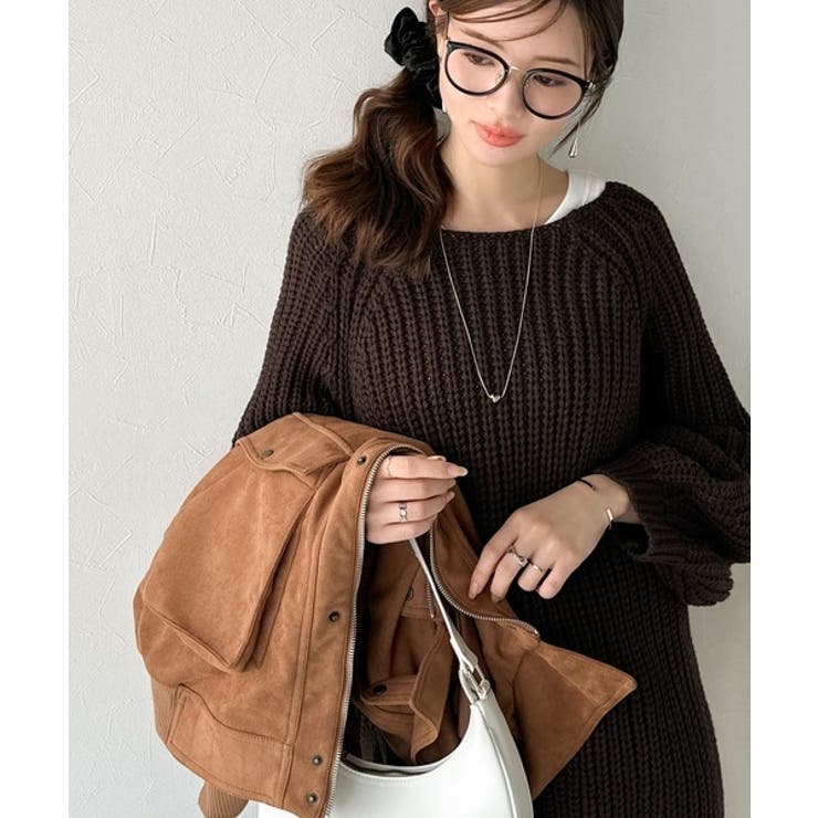 後ろ姿まで抜け感UP♪ケーブル編みバックデザイン×ルース片畦ビッグラグランニット… | Classical Elf  | 詳細画像19 