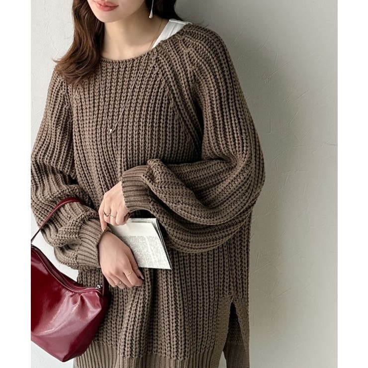 後ろ姿まで抜け感UP♪ケーブル編みバックデザイン×ルース片畦ビッグラグランニット… | Classical Elf  | 詳細画像21 