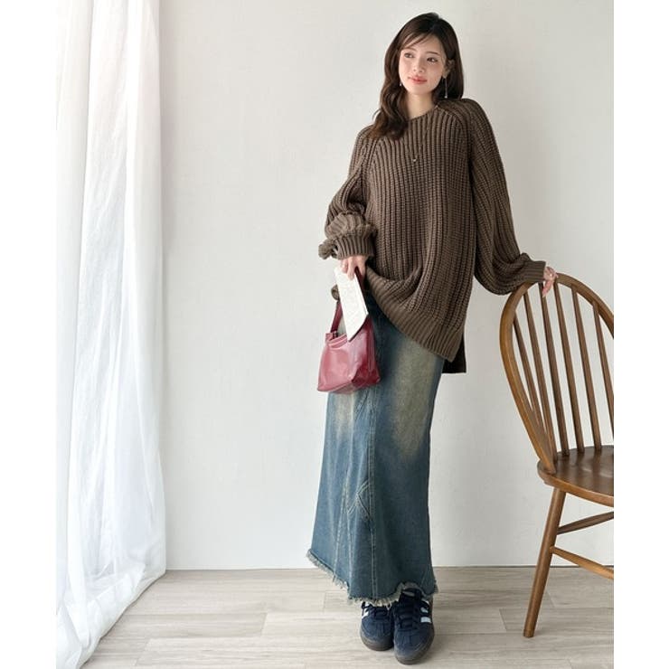 後ろ姿まで抜け感UP♪ケーブル編みバックデザイン×ルース片畦ビッグラグランニット… | Classical Elf  | 詳細画像25 