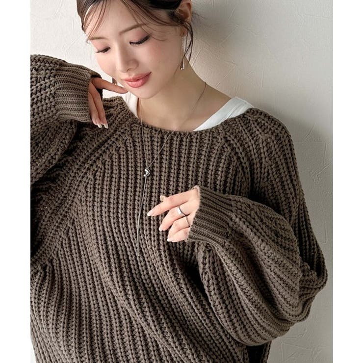 モカ | 後ろ姿まで抜け感UP♪ケーブル編みバックデザイン×ルース片畦ビッグラグランニット… | Classical Elf 