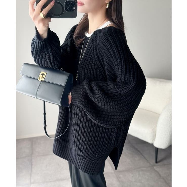 後ろ姿まで抜け感UP♪ケーブル編みバックデザイン×ルース片畦ビッグラグランニット… | Classical Elf  | 詳細画像32 