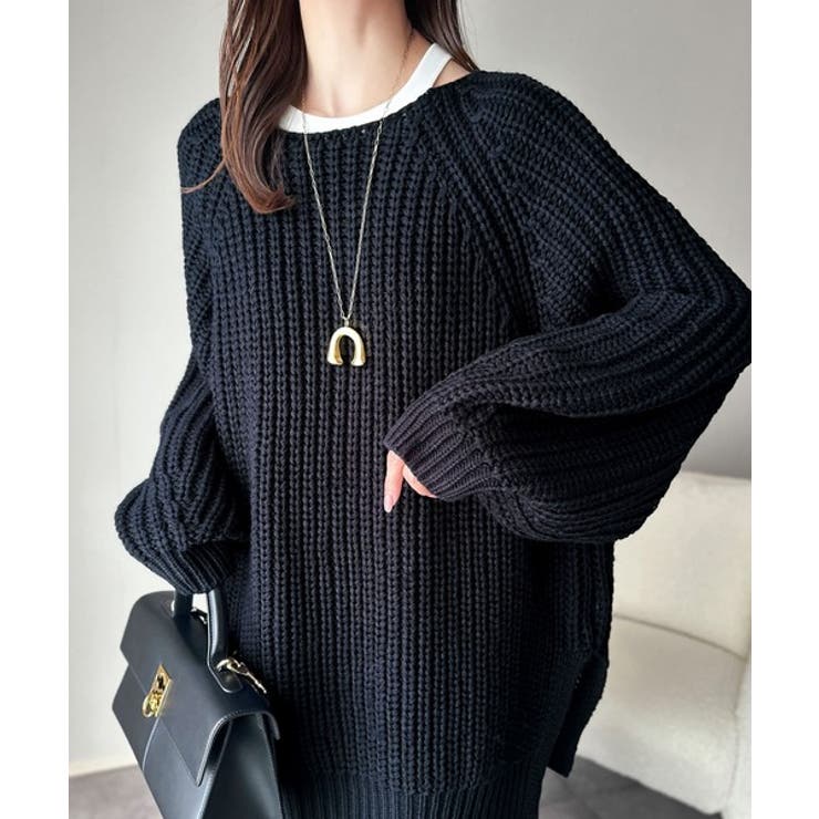 後ろ姿まで抜け感UP♪ケーブル編みバックデザイン×ルース片畦ビッグラグランニット… | Classical Elf  | 詳細画像33 