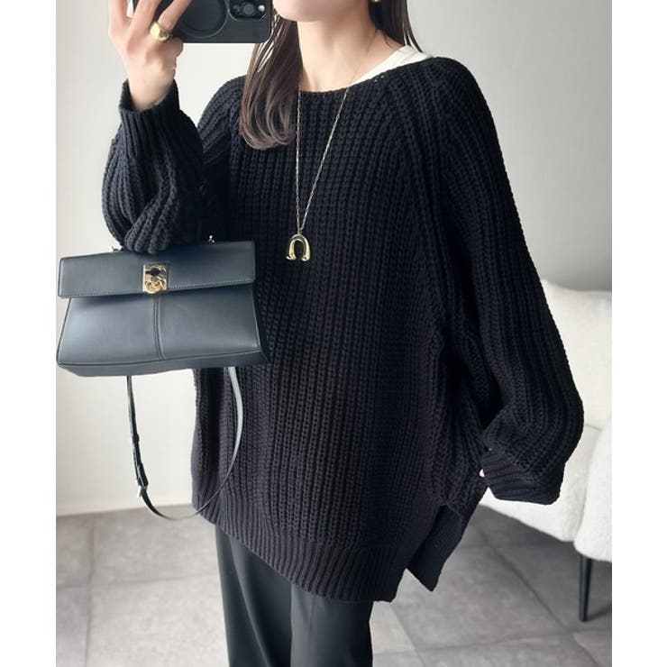 後ろ姿まで抜け感UP♪ケーブル編みバックデザイン×ルース片畦ビッグラグランニット… | Classical Elf  | 詳細画像34 