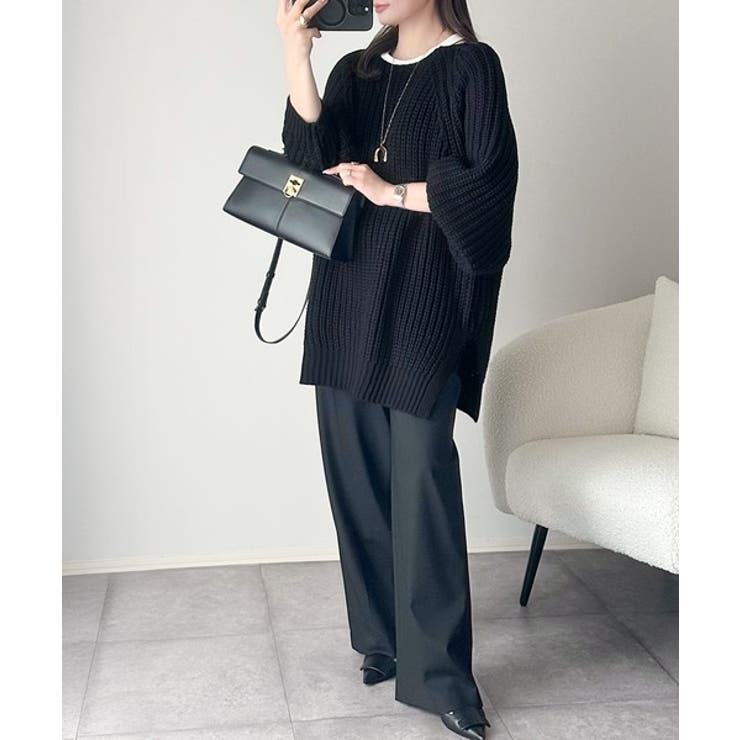 後ろ姿まで抜け感UP♪ケーブル編みバックデザイン×ルース片畦ビッグラグランニット… | Classical Elf  | 詳細画像36 