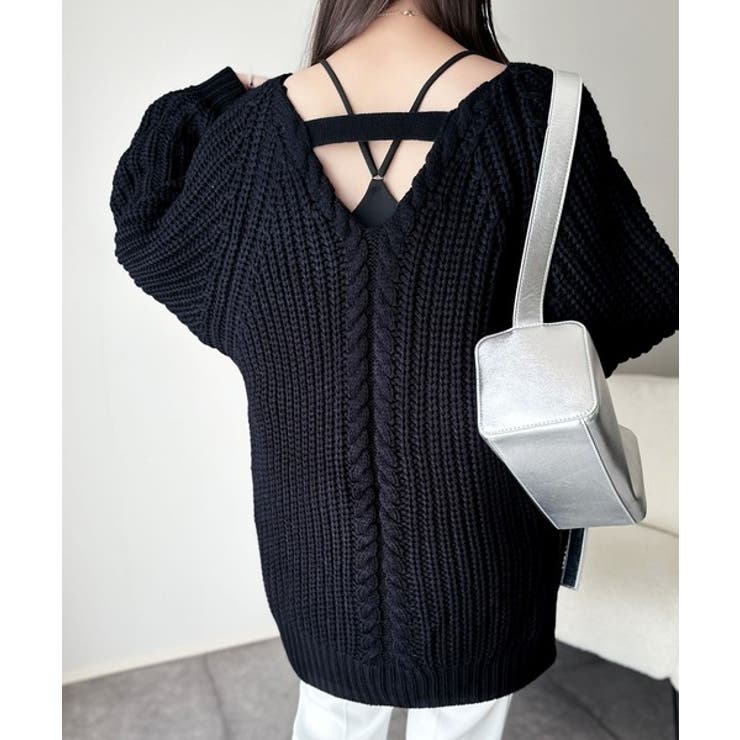 後ろ姿まで抜け感UP♪ケーブル編みバックデザイン×ルース片畦ビッグラグランニット… | Classical Elf  | 詳細画像37 