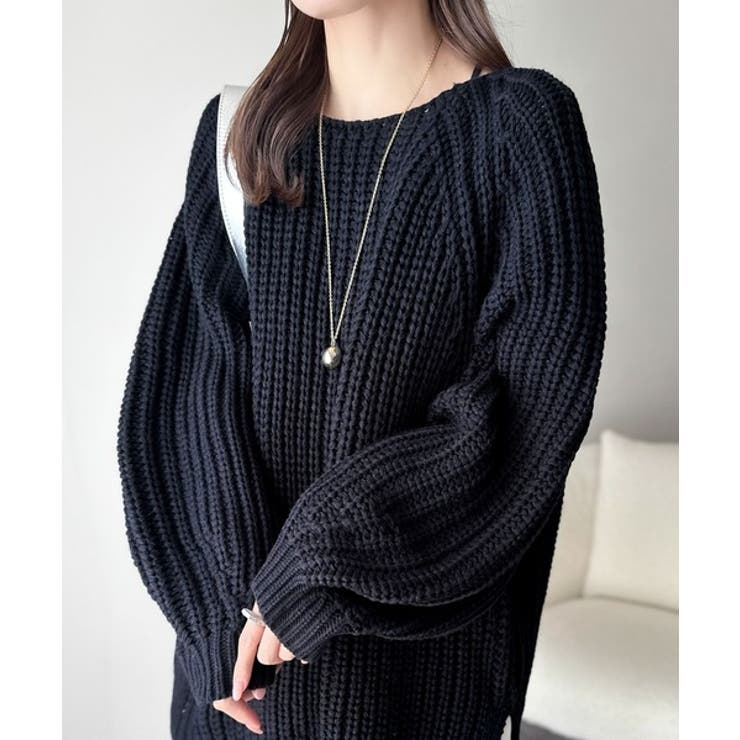 後ろ姿まで抜け感UP♪ケーブル編みバックデザイン×ルース片畦ビッグラグランニット… | Classical Elf  | 詳細画像38 