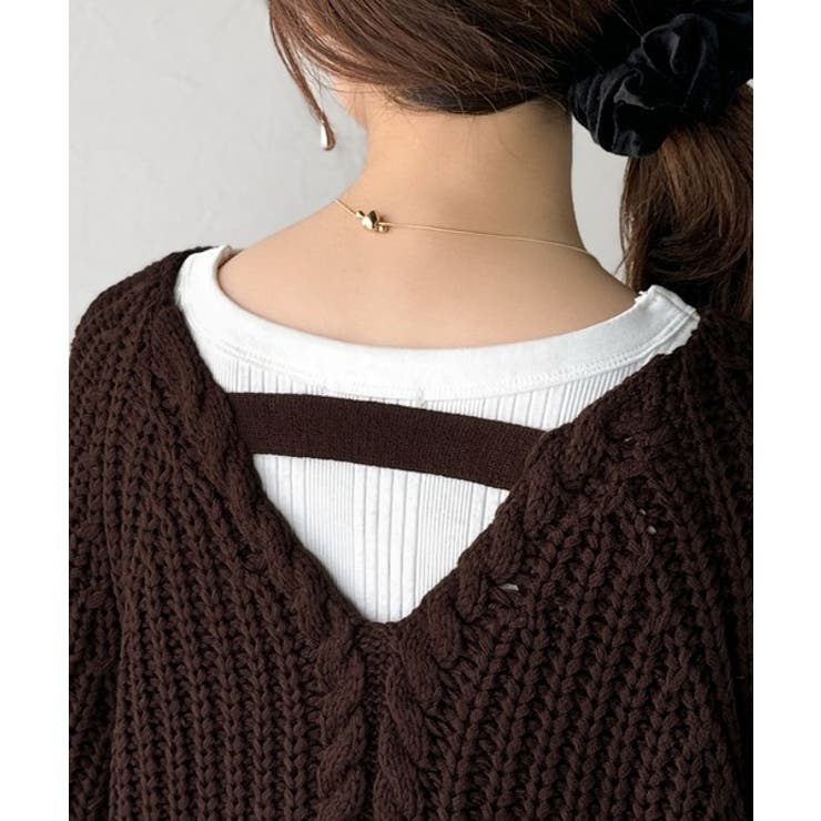 後ろ姿まで抜け感UP♪ケーブル編みバックデザイン×ルース片畦ビッグラグランニット… | Classical Elf  | 詳細画像41 