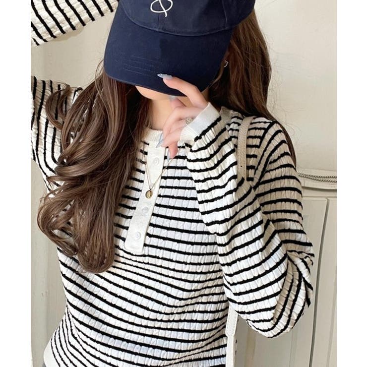 もっちり柔らかな風合い。ミニケーブル編みヘンリーネックニット（長袖） | Classical Elf  | 詳細画像11 