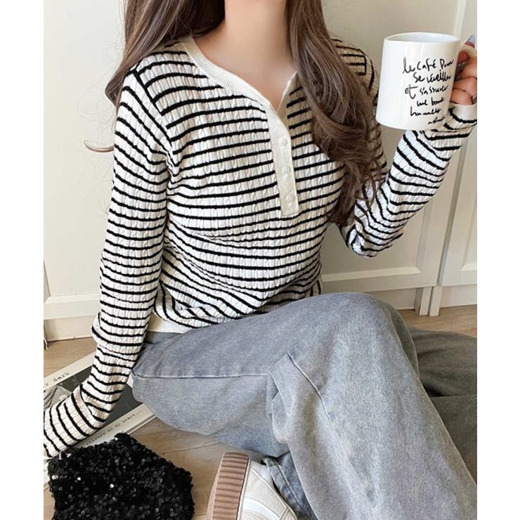 もっちり柔らかな風合い。ミニケーブル編みヘンリーネックニット（長袖） | Classical Elf  | 詳細画像12 