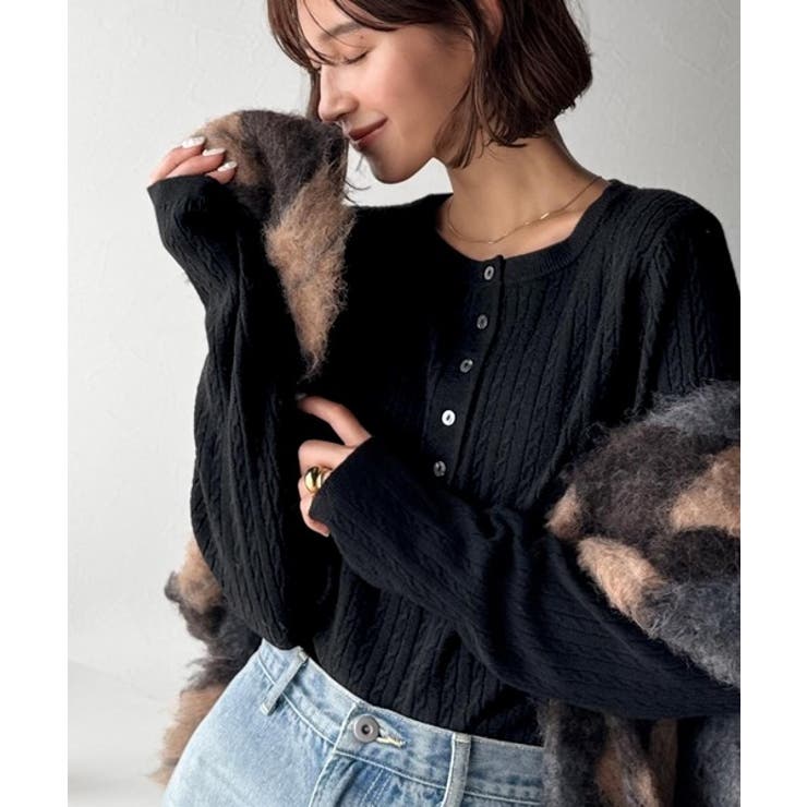 もっちり柔らかな風合い。ミニケーブル編みヘンリーネックニット（長袖） | Classical Elf  | 詳細画像15 