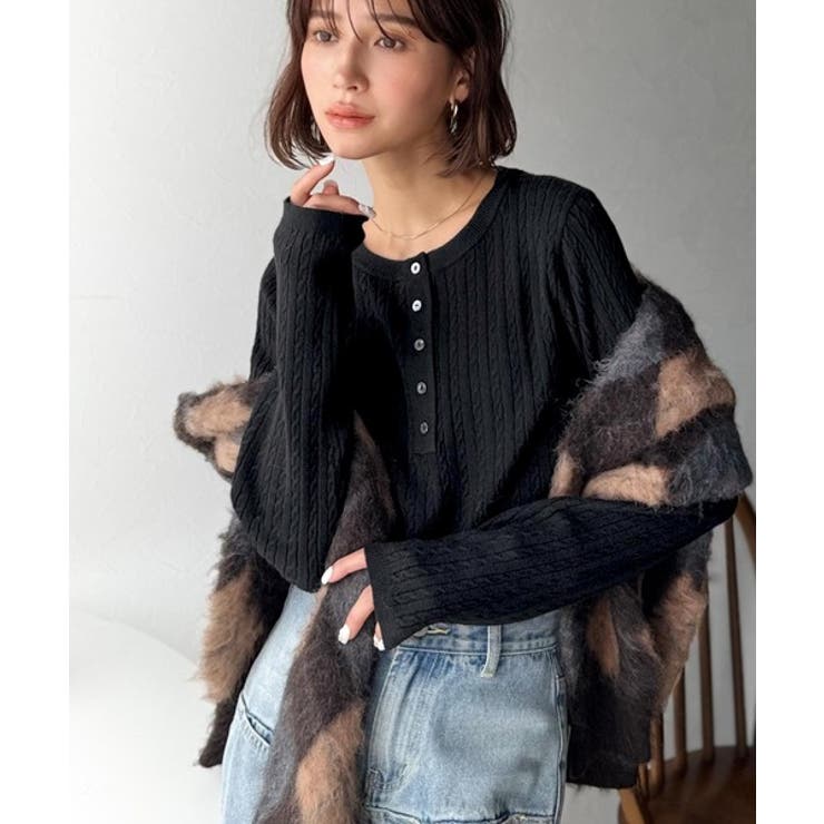 もっちり柔らかな風合い。ミニケーブル編みヘンリーネックニット（長袖） | Classical Elf  | 詳細画像19 