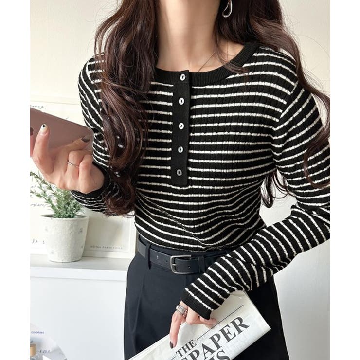 もっちり柔らかな風合い。ミニケーブル編みヘンリーネックニット（長袖） | Classical Elf  | 詳細画像21 