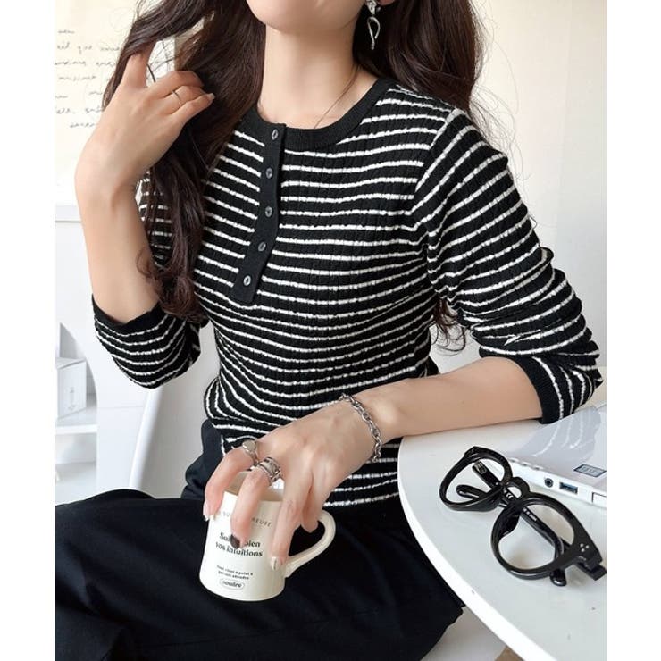 もっちり柔らかな風合い。ミニケーブル編みヘンリーネックニット（長袖） | Classical Elf  | 詳細画像22 