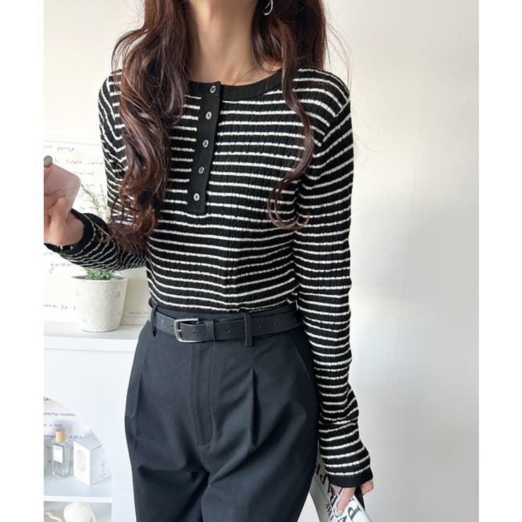 もっちり柔らかな風合い。ミニケーブル編みヘンリーネックニット（長袖） | Classical Elf  | 詳細画像23 