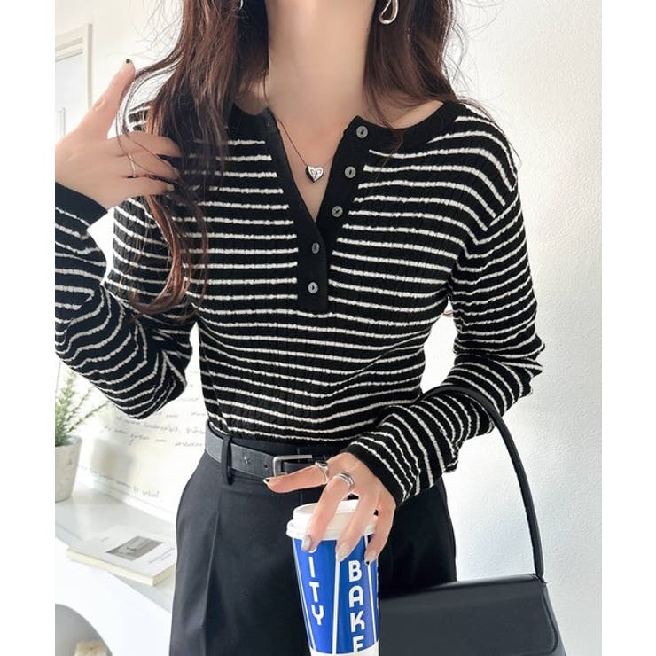 もっちり柔らかな風合い。ミニケーブル編みヘンリーネックニット（長袖） | Classical Elf  | 詳細画像26 