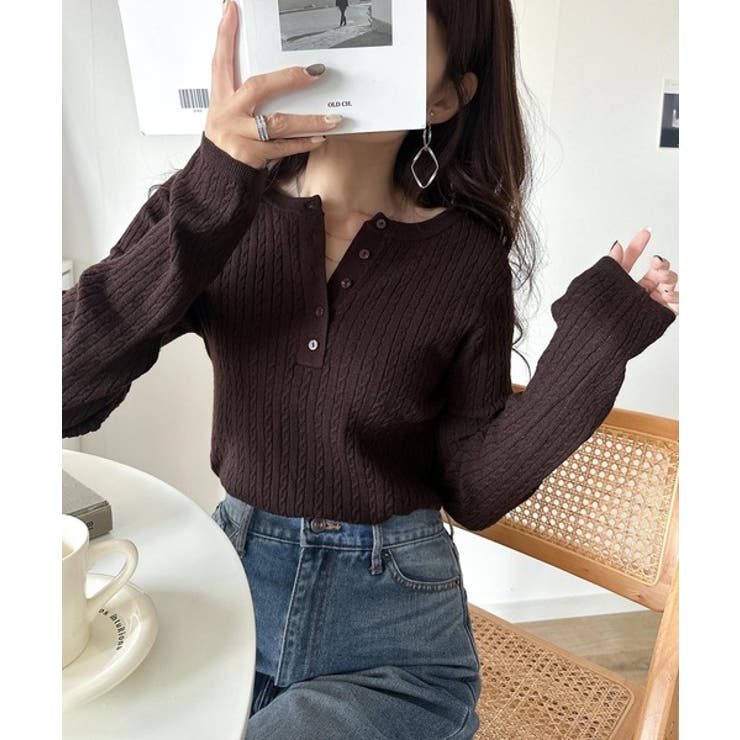 もっちり柔らかな風合い。ミニケーブル編みヘンリーネックニット（長袖） | Classical Elf  | 詳細画像28 