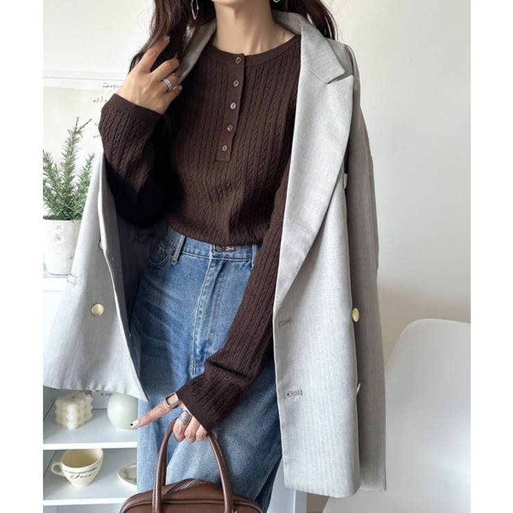 もっちり柔らかな風合い。ミニケーブル編みヘンリーネックニット（長袖） | Classical Elf  | 詳細画像30 