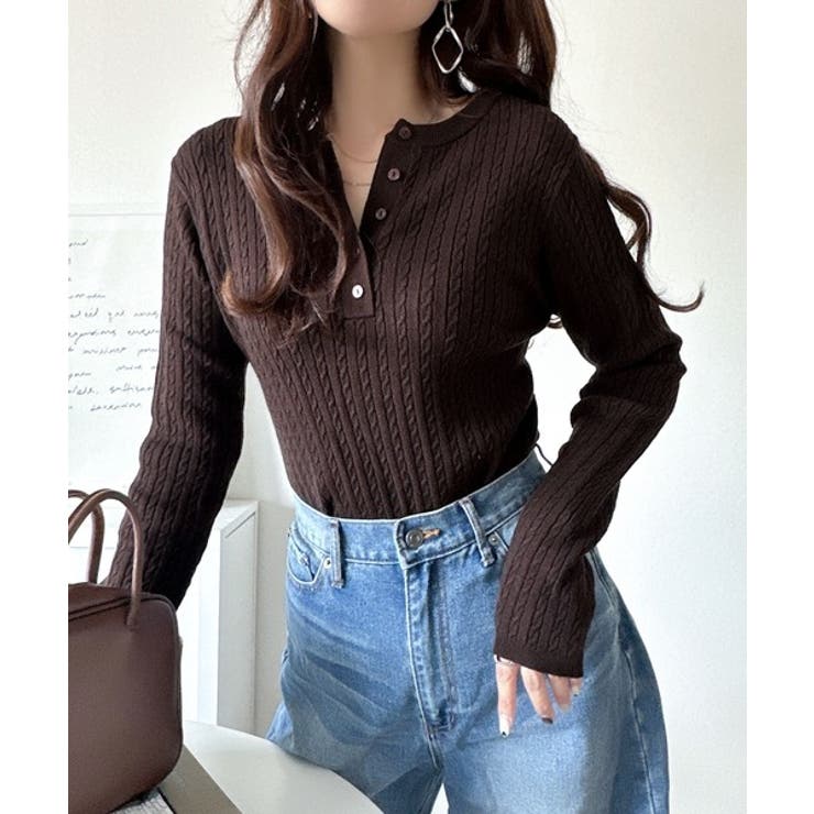 もっちり柔らかな風合い。ミニケーブル編みヘンリーネックニット（長袖） | Classical Elf  | 詳細画像33 