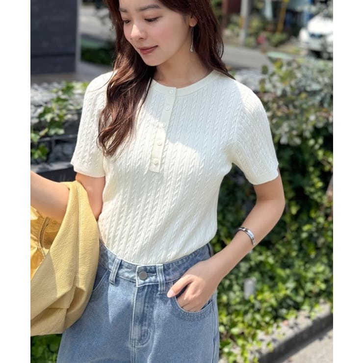 シンプルな心地よさ。半袖ヘンリーミニケーブルニット（半袖） | Classical Elf  | 詳細画像6 