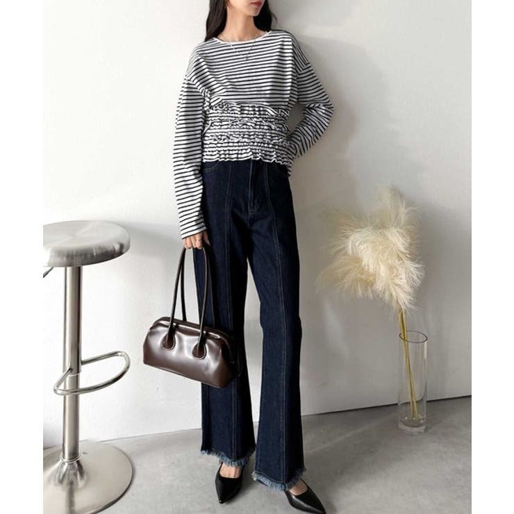 甘すぎない大人なフェミニン◎フリルビスチェベルトセットカットソートップス（長袖） | Classical Elf  | 詳細画像3 