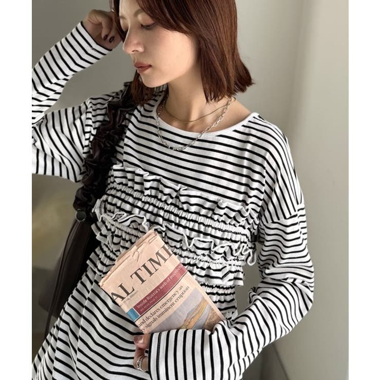 ホワイトボーダー | 甘すぎない大人なフェミニン◎フリルビスチェベルトセットカットソートップス | Classical Elf 