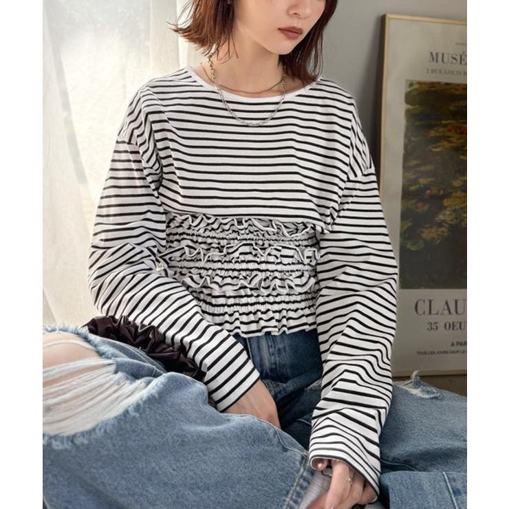 甘すぎない大人なフェミニン◎フリルビスチェベルトセットカットソートップス | Classical Elf  | 詳細画像3 