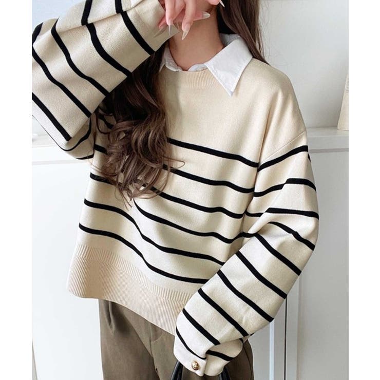 ゆったりなのに上品でキチンと見え。ミラノリブ袖先ゴールドボタンプルオーバー | Classical Elf  | 詳細画像16 