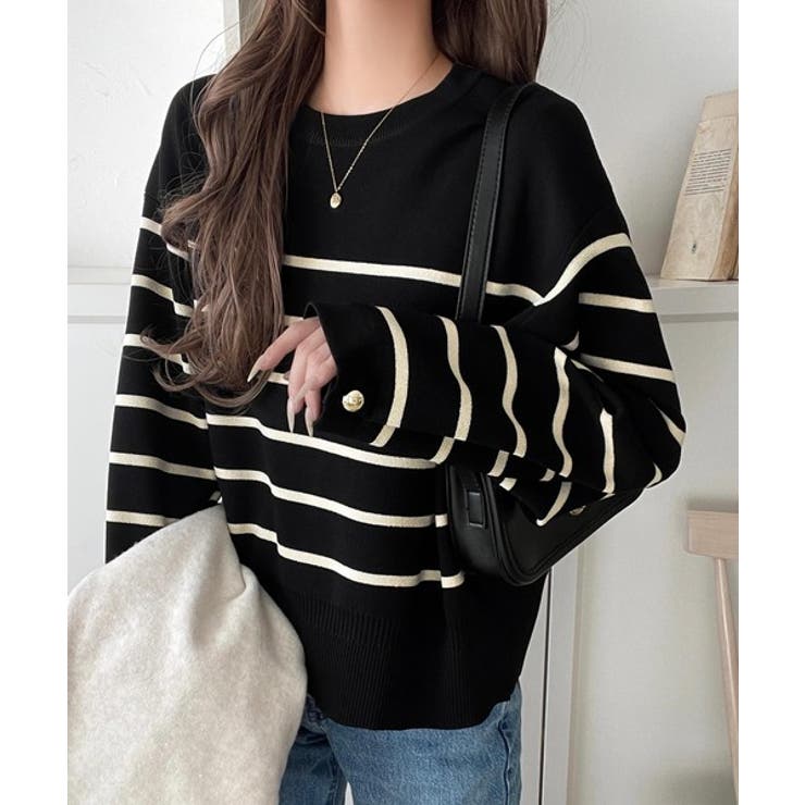 ゆったりなのに上品でキチンと見え。ミラノリブ袖先ゴールドボタンプルオーバー | Classical Elf  | 詳細画像26 