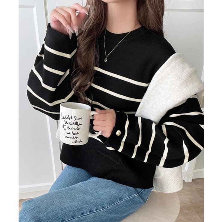 ゆったりなのに上品でキチンと見え。ミラノリブ袖先ゴールドボタンプルオーバー | Classical Elf  | 詳細画像28 