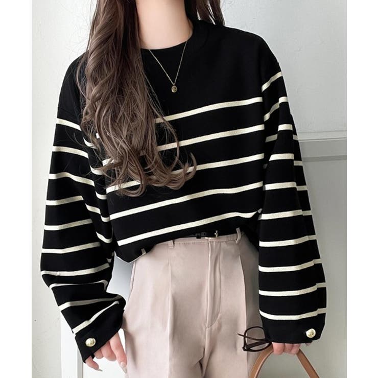 ゆったりなのに上品でキチンと見え。ミラノリブ袖先ゴールドボタンプルオーバー | Classical Elf  | 詳細画像30 