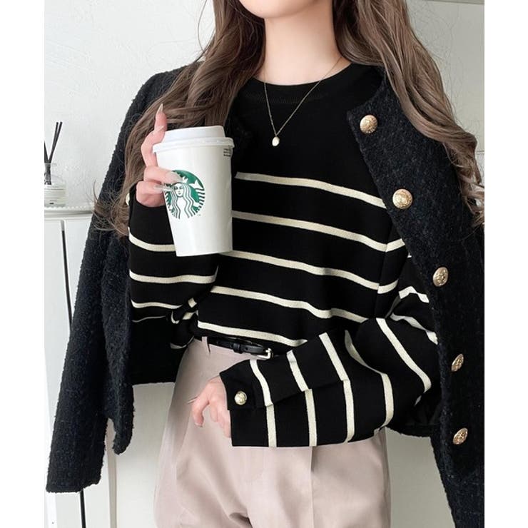 ゆったりなのに上品でキチンと見え。ミラノリブ袖先ゴールドボタンプルオーバー | Classical Elf  | 詳細画像33 