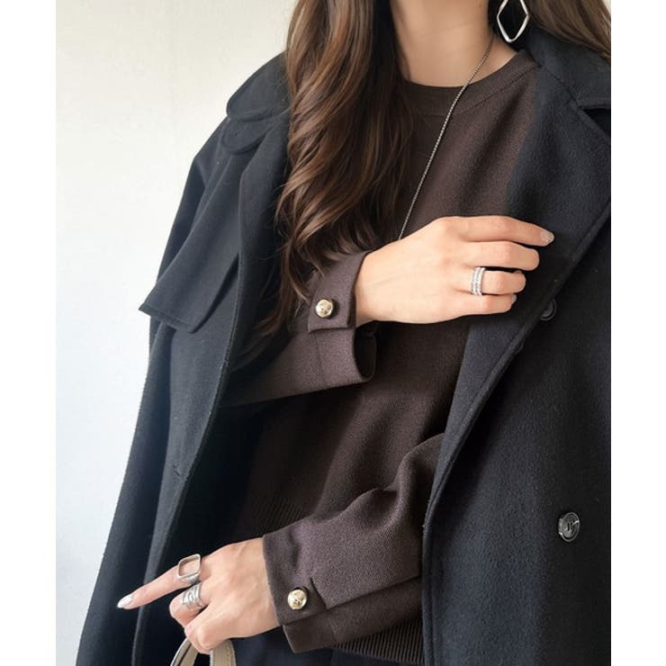 ゆったりなのに上品でキチンと見え。ミラノリブ袖先ゴールドボタンプルオーバー | Classical Elf  | 詳細画像40 