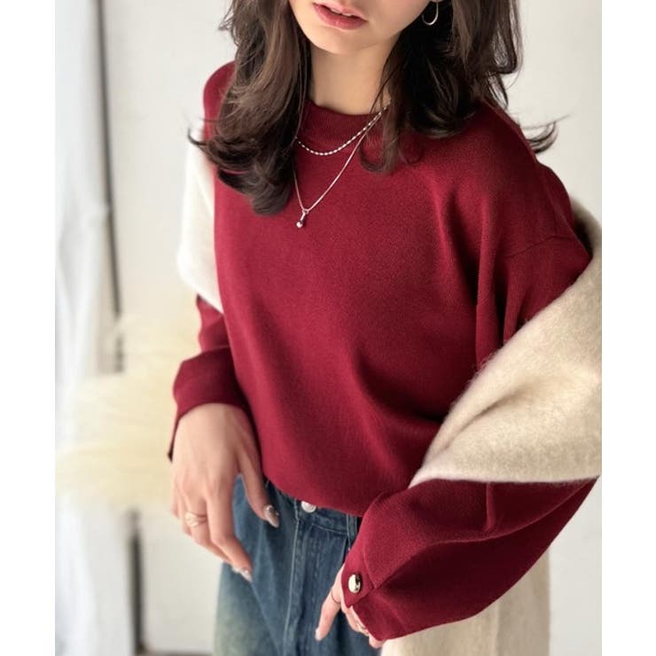 ゆったりなのに上品でキチンと見え。ミラノリブ袖先ゴールドボタンプルオーバー | Classical Elf  | 詳細画像45 