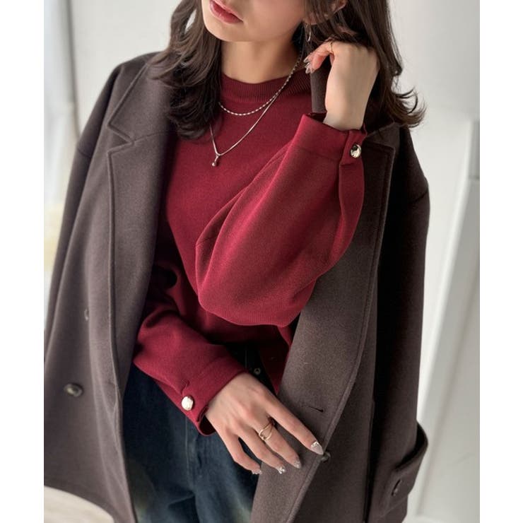 ゆったりなのに上品でキチンと見え。ミラノリブ袖先ゴールドボタンプルオーバー | Classical Elf  | 詳細画像47 