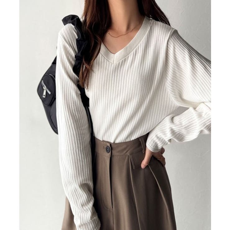 デコルテ美人。着映えVネックシンプルリブニット（長袖） | Classical Elf  | 詳細画像9 