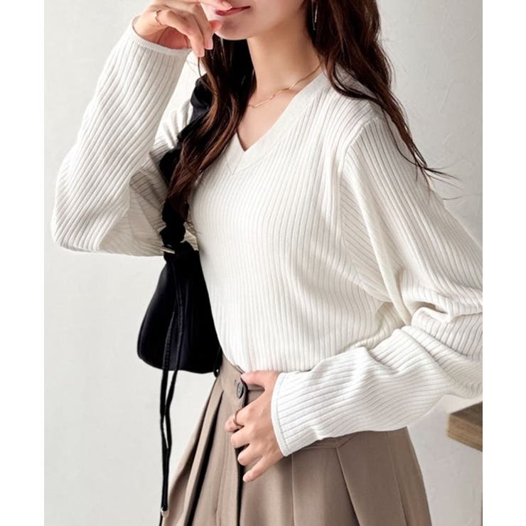 デコルテ美人。着映えVネックシンプルリブニット（長袖） | Classical Elf  | 詳細画像11 