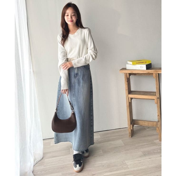 デコルテ美人。着映えVネックシンプルリブニット（長袖） | Classical Elf  | 詳細画像14 