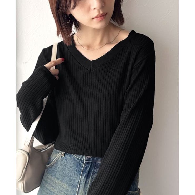 デコルテ美人。着映えVネックシンプルリブニット（長袖） | Classical Elf  | 詳細画像18 
