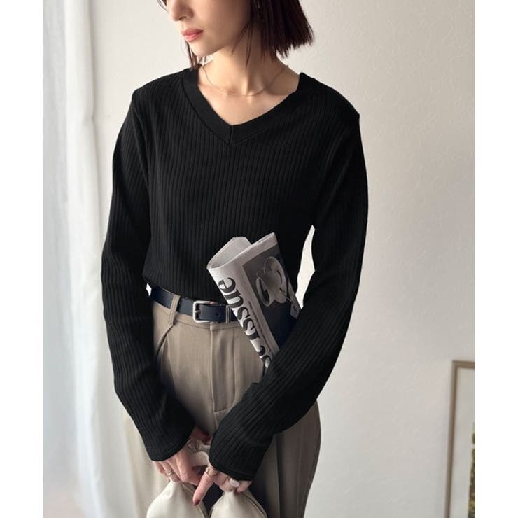 デコルテ美人。着映えVネックシンプルリブニット（長袖） | Classical Elf  | 詳細画像20 