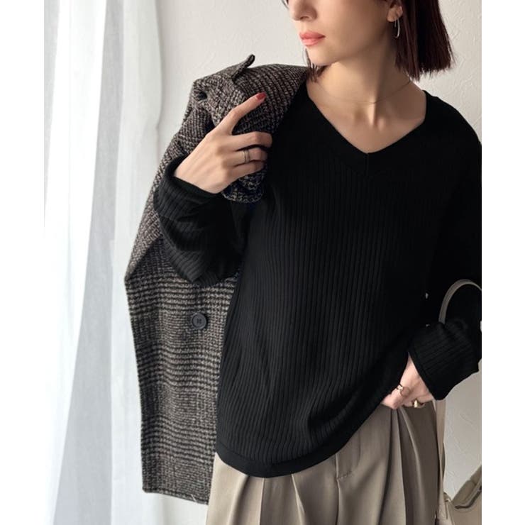 デコルテ美人。着映えVネックシンプルリブニット（長袖） | Classical Elf  | 詳細画像23 