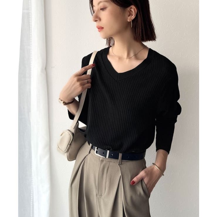 デコルテ美人。着映えVネックシンプルリブニット（長袖） | Classical Elf  | 詳細画像24 