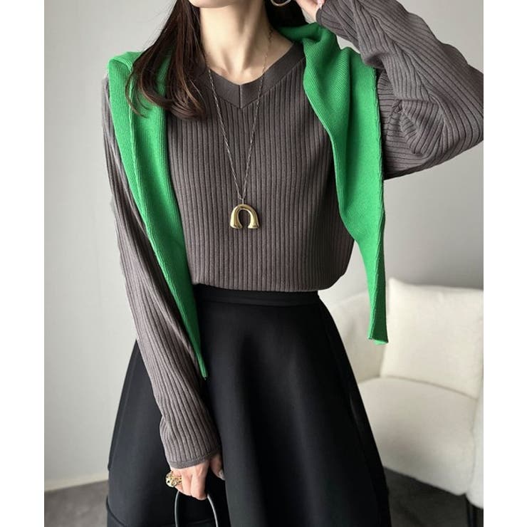 デコルテ美人。着映えVネックシンプルリブニット（長袖） | Classical Elf  | 詳細画像28 