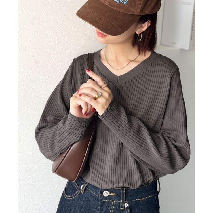 デコルテ美人。着映えVネックシンプルリブニット（長袖） | Classical Elf  | 詳細画像35 