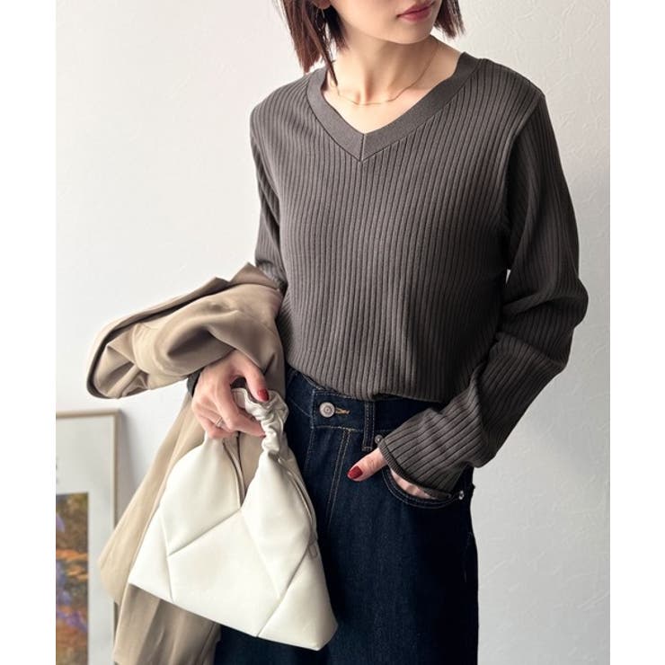 デコルテ美人。着映えVネックシンプルリブニット（長袖） | Classical Elf  | 詳細画像36 