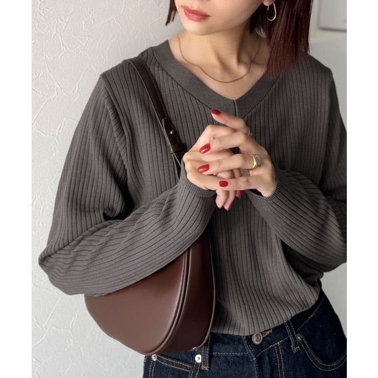 デコルテ美人。着映えVネックシンプルリブニット（長袖） | Classical Elf  | 詳細画像38 