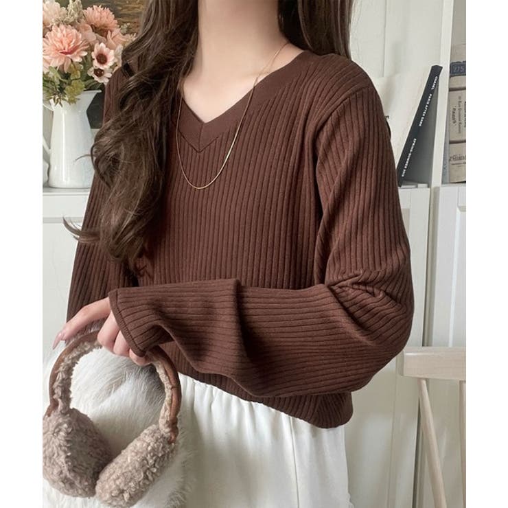 デコルテ美人。着映えVネックシンプルリブニット（長袖） | Classical Elf  | 詳細画像40 