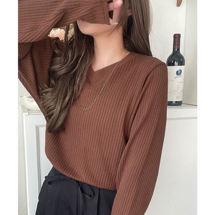デコルテ美人。着映えVネックシンプルリブニット（長袖） | Classical Elf  | 詳細画像41 