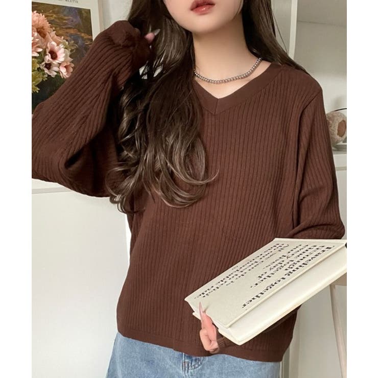 デコルテ美人。着映えVネックシンプルリブニット（長袖） | Classical Elf  | 詳細画像44 