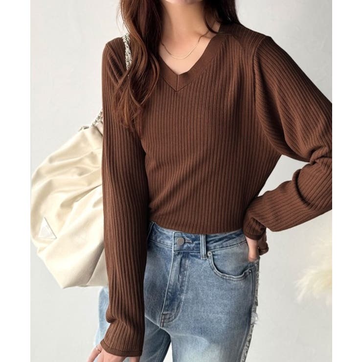 デコルテ美人。着映えVネックシンプルリブニット（長袖） | Classical Elf  | 詳細画像48 